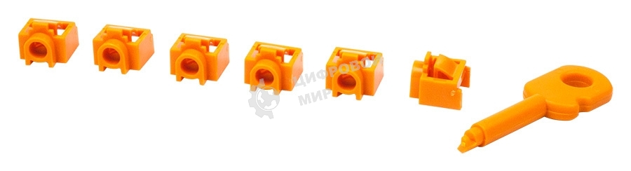 Комплект заглушек порта RJ-45 (6 шт.) + ключ, оранжевый