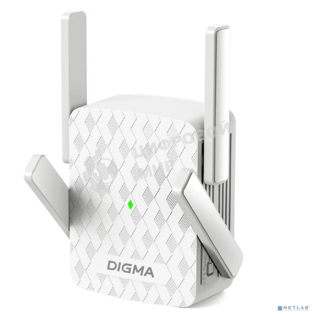 Повторитель беспроводного сигнала Digma D-WR310 (D-WR310V2) N300 Wi-Fi белый