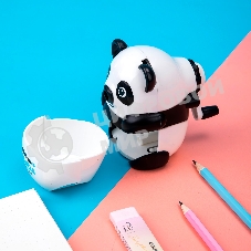 Точилка для карандашей механическая Deli Панда E0518, 1 отверстие, пластик, черный