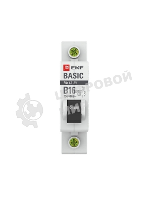 Выключатель автоматический модульный 1п B 16А 4.5кА ВА 47-29 Basic EKF mcb4729-1-16-B