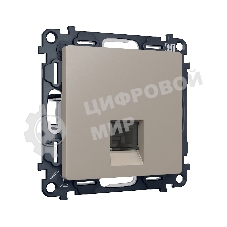 Комплект механизма компьютерной розетки ALFA Серо-бежевый матовый RJ-45(8P8C) CAT6 с шторкой QUANT (AP3720, VM188) MA372010