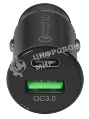 Автомобильное зарядное устройство Cablexpert MP3A-UC-CAR23, 20Вт, быстрая зарядка QC3.0/PD, 2 порта: USB и Type-C