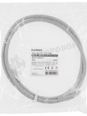 Патч-корд ExeGate UTP-RJ45-RJ45-C6-CU-1M-GY, UTP, cat.6, 1м, медь, серый
