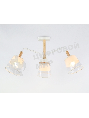 Светильник Ambrella light TR4737/3 WH/LW белый/светлое дерево E27/3 max 40W D760*350