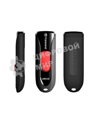 Флешка USB Transcend JetFlash 590 (TS64GJF590K), 64Gb, USB 2.0, R/W 25/15, черный/красный