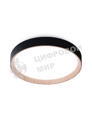 Потолочный светодиодный светильник Ambrella light FZ1324 BK/LWD черный/светлое дерево IP20 41W 3000-6400K D390*70 (ПДУ ИК)