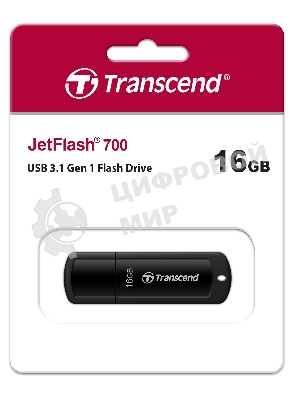 Флешка USB Transcend JetFlash 700 (TS16GJF700), 16Gb, USB 3.0, R/W 70/20, черный