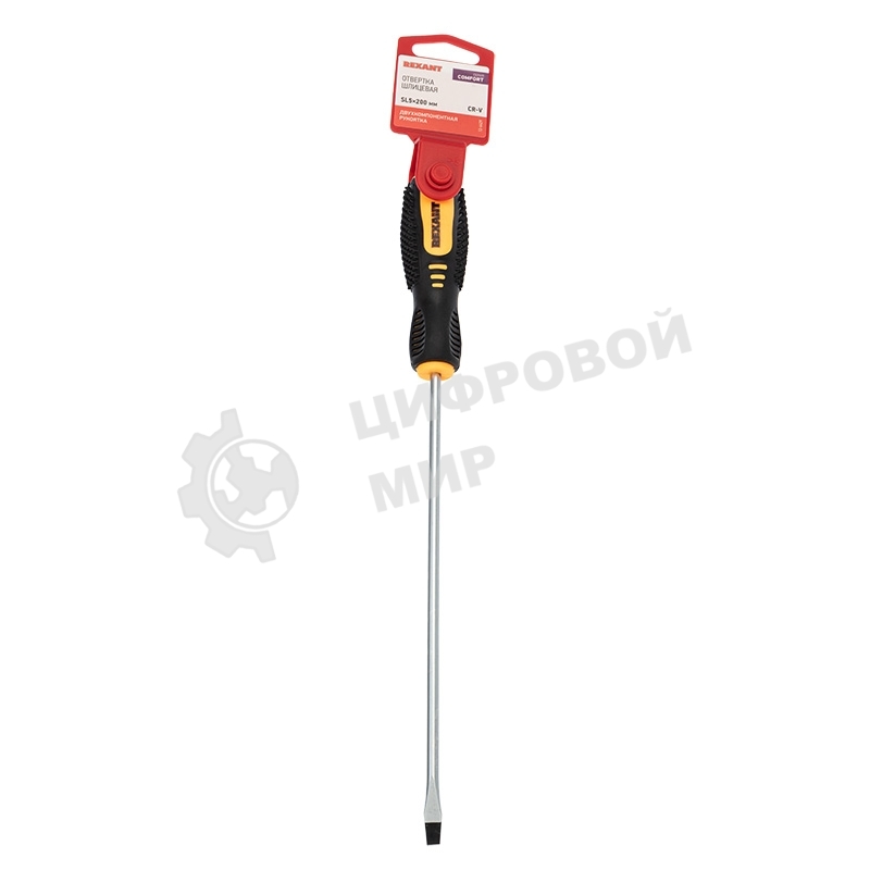 Отвертка шлицевая Rexant SL 5х200 мм, двухкомпонентная рукоятка