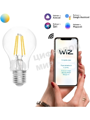 Лампа светодиодная филаментная Gauss Smart Home DIM+CCT E27 A60 6,5Вт 2000-6500 К 1/10/40