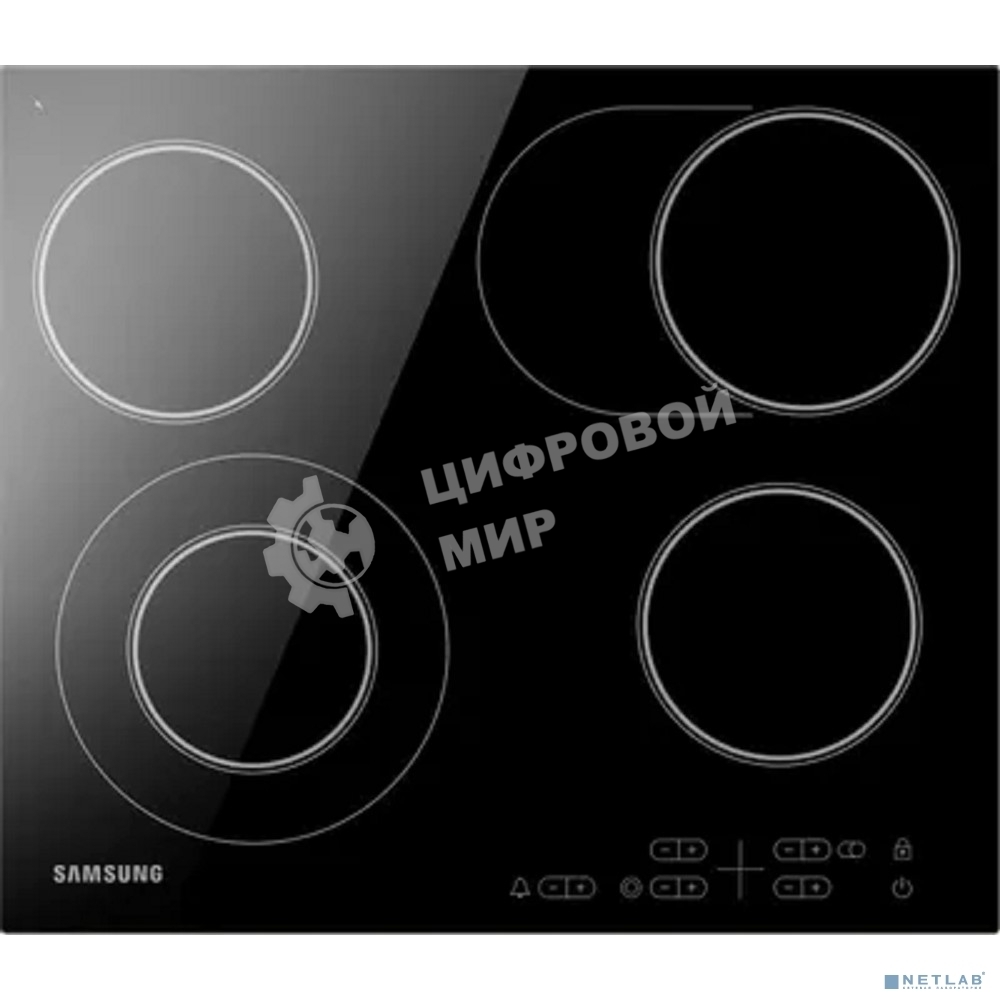 Встраиваемая электрическая варочная панель Samsung NZ64T3516AK/WT, 55 х 575 х 505 мм, стеклокерамика, скошенный край, черный