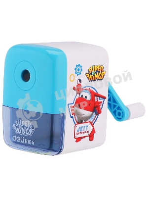Точилка для карандашей механическая Deli ER10409 Super Wings, 1 отверстие, пластик, ассорти