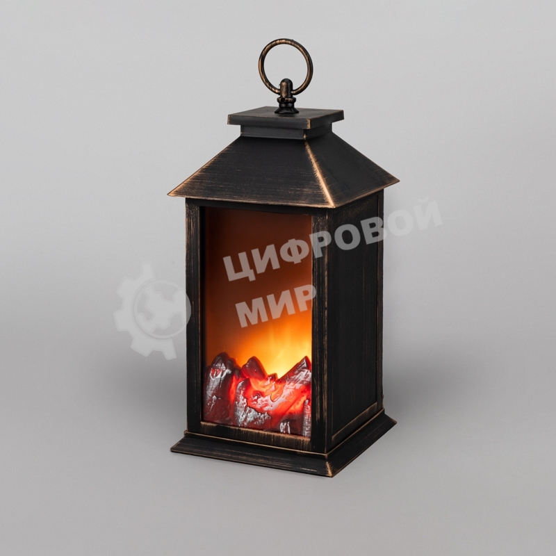 Светодиодный камин Neon-night 511-028 Рустик с эффектом живого огня 14х14х28 см, питание 3хАА (не в комплекте)