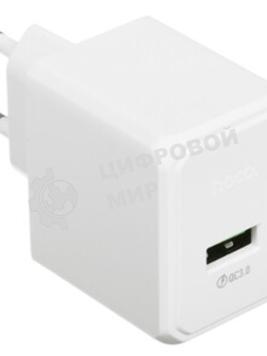 Зарядное устройство Hoco 18Вт, 3А, QC3.0, 1xUSB + кабель USB/Type-C, CS12A, белый, блистер