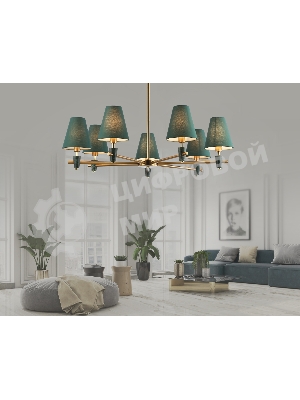 Люстра Ambrella light LH75053/7 BS/GN латунь/зеленый E14*7 max 40W D840*580