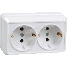 Розетка Iek ERO21-K01-16-DC РС22-3-ОБ 2местн. с з/к 16А откр.уст. ОКТАВА (белый)