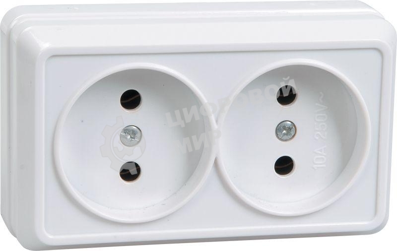 Розетка IEK ERO20-K01-10-DC РС22-2-ОБ 2местн. без з/к 10А откр.уст. ОКТАВА (белый)