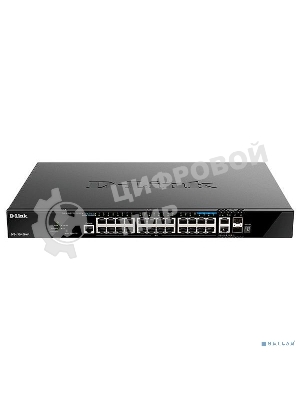 Коммутатор управляемый L3 стекируемый D-Link DGS-1520-28MP/A1A с 20 портами 10/100/1000Base-T, 4 портами 100/1000/2.5Gbase-T, 2 портами 10Gbase-T и 2 портами 10Gbase-X SFP+
