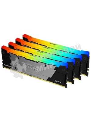 Оперативная память Kingston Fury Renegade, DDR4, 32Gb (4x8GB), 3600MHz, CL16, DIMM, с радиаторами, RGB, серебристый/черный