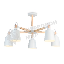Светильник Ambrella light TR82208/5 WH/LW белый/светлое дерево E27/5 max 40W D780*430