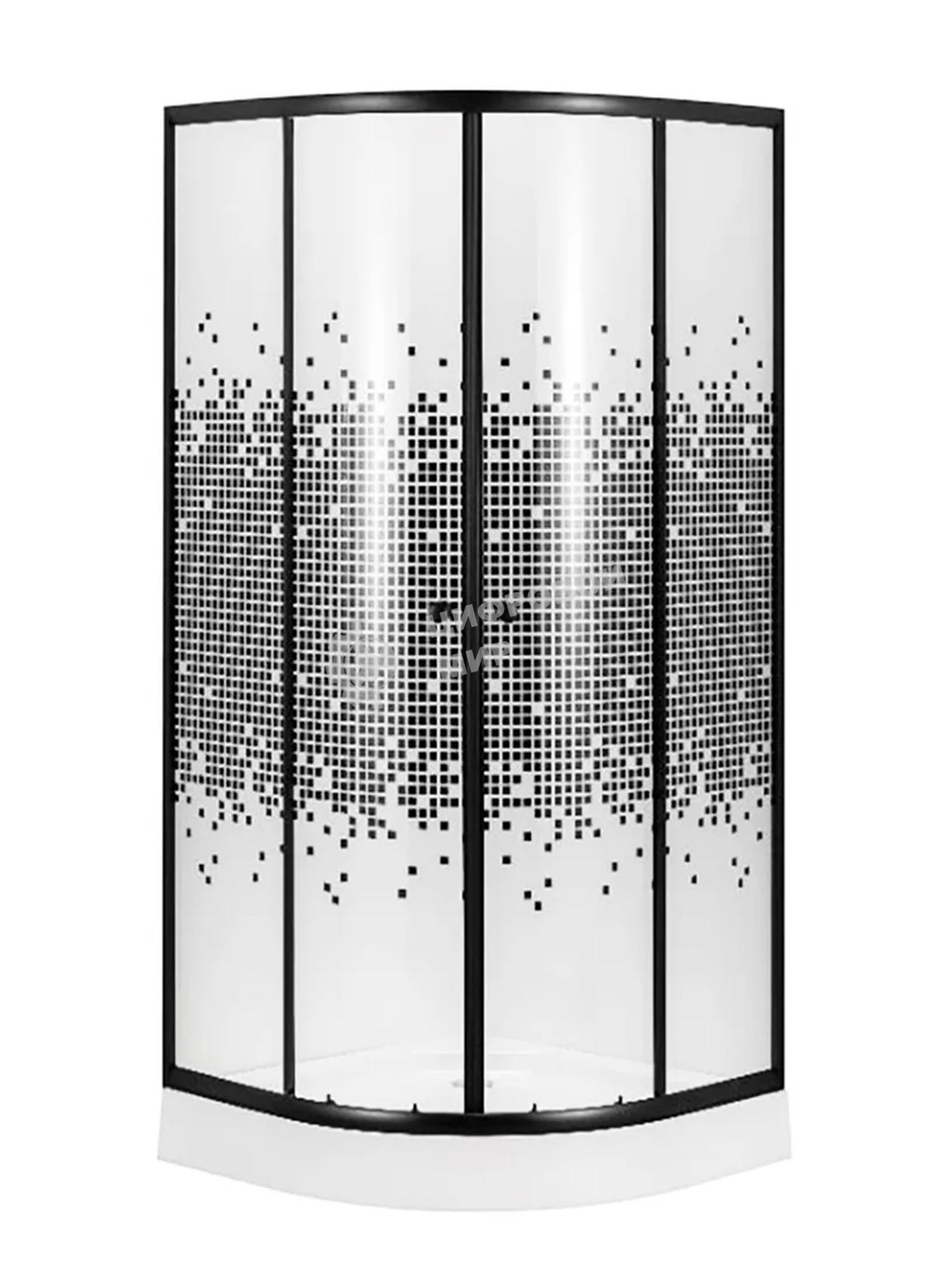 Душевой уголок BAU Dream с поддоном 100x100х195, прозрачное закаленное стекло с черной мозаикой 5 мм