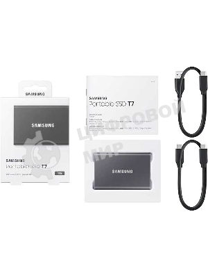 Внешний SSD Samsung T7, 1TB, USB 3.2 Gen 2 Type-C, R/W 1050/1000, серый