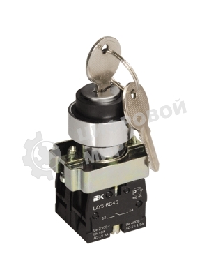 Переключатель LAY5-BG45 на 2 полож. с ключ. без фиксации ИЭК BSW80-BG-2-K02