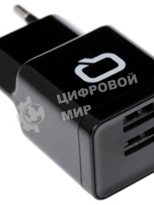 Автомобильное зарядное устройство QUMO 2A, 2 USB, 1A+1A черный, кабель Apple 8 pin в комплекте