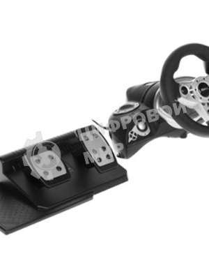 Игровой руль Dialog GW-155VR CyberPilot - эф.вибрации, 2 педали, рычаг ПП, PC USB
