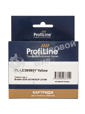 Картридж струйный ProfiLine PL-LC39/985Y для принтеров Brother DCP-J125/DCP-J315W/DCP-J515W/MFC-J220/MFC-J265W/MFC-J410/MFC-J415W с чернилами Yellow
