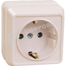 Розетка 1-м ОП Октава 16А РС20-3-ОКм с заземл. IP20 крем. IEK ERO11-K33-16-DC