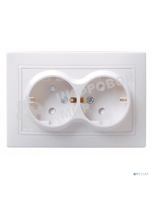 Розетка силовая IEK ERK21-K01-16-DM РСш12-3-КБ 2 местн. c з/к с защ.штор. 16А КВАРТА (белый)