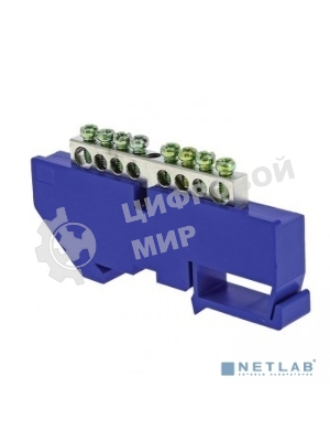 Шина нулевая N 6х9 8 отвер. никель син. изолятор на DIN-рейку PROxima EKF sn1-63-08-d