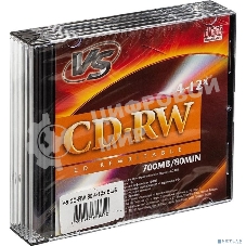 Диск CD-RW VS 700 Mb, 12x, Slim Case (5), (5/200).