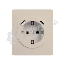 Розетка KRANZ ROUND 1-ая с/з с/у з/ш 16А с USB A+C быстрой зарядки 5В/3А шелк