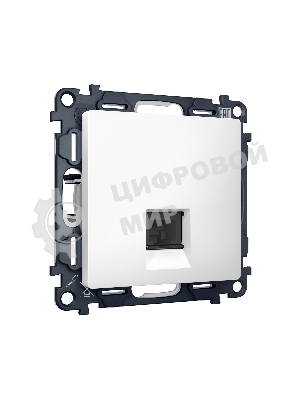 Комплект механизма компьютерной розетки ALFA Белый матовый RJ-45(8P8C) CAT6 с шторкой QUANT (AP1320, VM188) MA132010