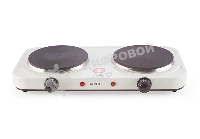 Плита настольная электрическая Centek CT-1507 белый, конфорок 2 электрических, 42 см x 5 см x 22 см