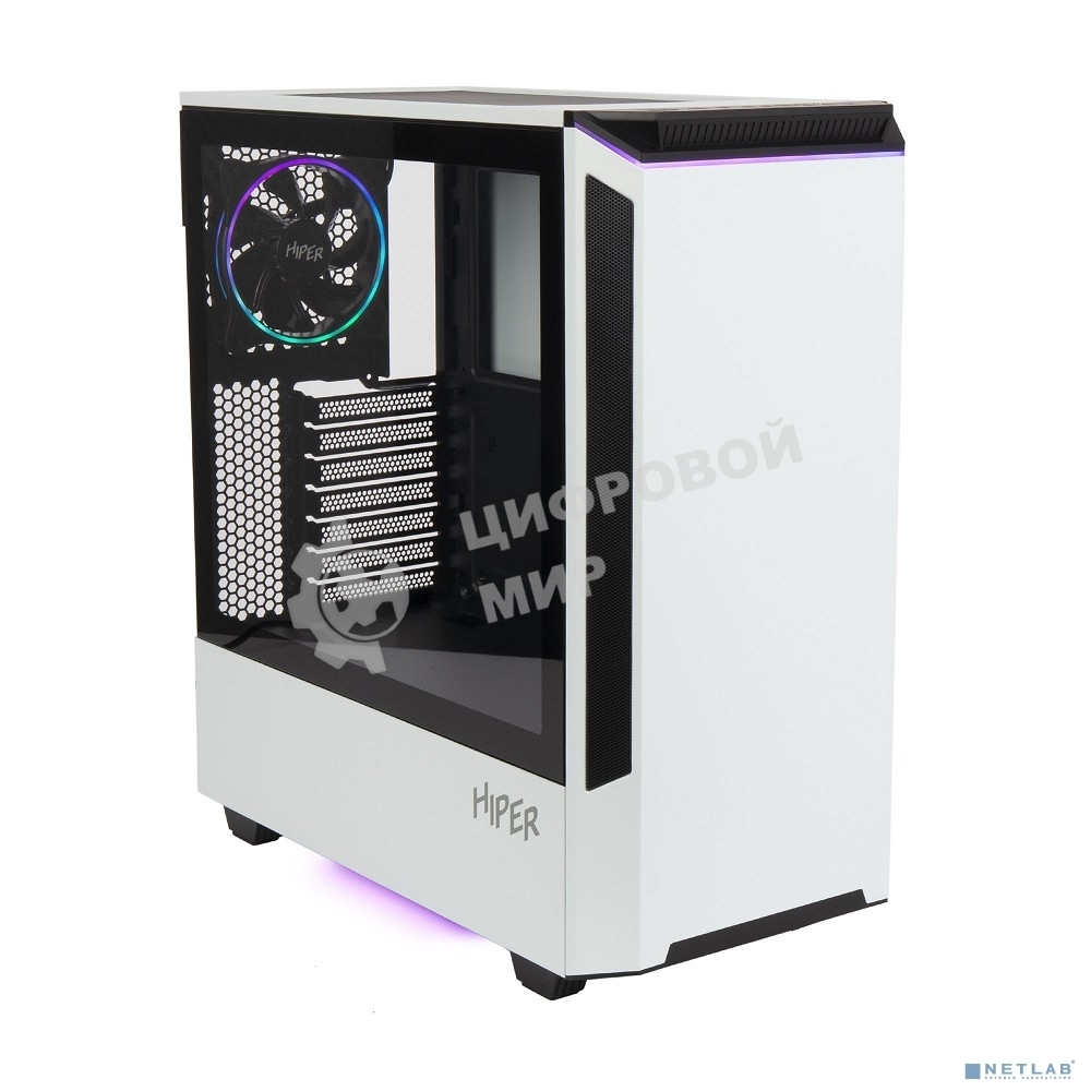 Компьютерный корпус Hiper PW81 белый без БП ATX 3x120мм 2xUSB2.0 2xUSB3.0 audio bott PSU