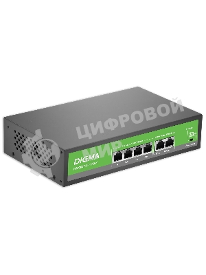 Коммутатор Digma DSP204F-2F-T80 DSP204F-2F-T80 V1 (L2) 6x100 Мбит/с 4PoE 4PoE+ 80W неуправляемый