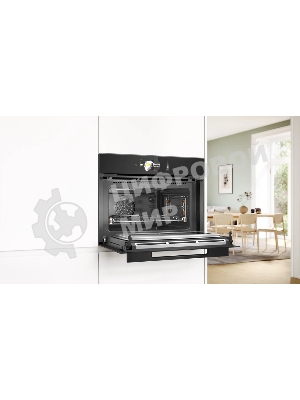 Встраиваемый духовой шкаф Bosch CMG978NB1 Accent line с микроволновой печью и 22 типами нагрева, 45.5x59.5x54.8 см, 45л, дисплей,инвертор,SoftClose и SoftOpen, Bosch Assist, черный. Телескопические направляющие 1 уровень,пиролитическая очистка,многоточечный термощуп PerfectRoast