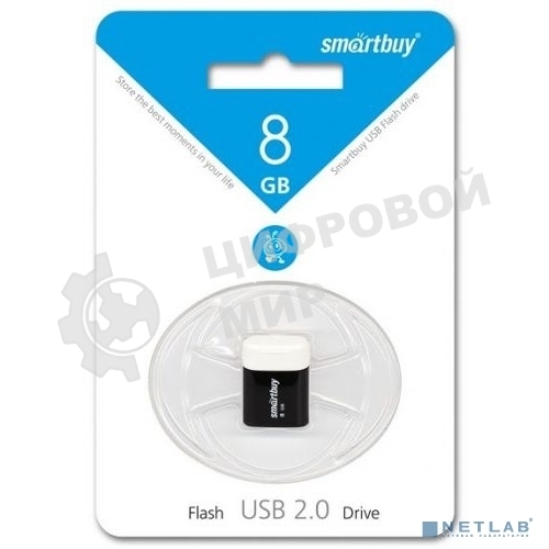 Флешка USB Smartbuy LARA black (SB8GBLara-K), 8Gb, USB 2.0, R/W 15/5, черный/белый