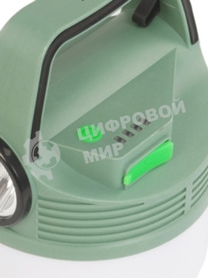 Фонарь аккумуляторный кемпинговый походный 16Вт SMD LED+3Вт LED Li-ion 18650 2400мА.ч Power-bank корпус ABS-пластик индикатор уровня заряда USB-шнур складной крючок для подвешивания матов. рассеив. КОСМОС KOC616Lit