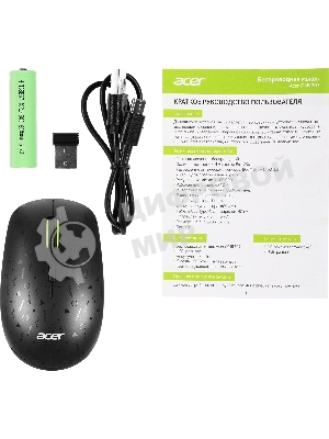 Мышь беспроводная Acer OMR307 черный, 1600 dpi, радиоканал, USB, кнопки - 4