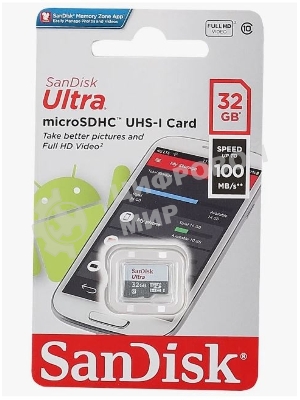 Флеш карта microSD 32Gb SanDisk microSDHC Class 10 Ultra UHS-I 100MB/s