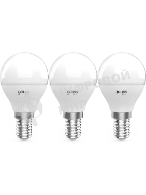 Лампа светодиодная Gauss Basic 10531252T 5.5Вт цок.: E14 шар 220B 4100K св. свеч. бел. нейт. (упак.: 3 шт)