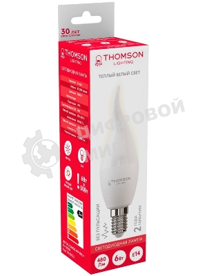 Лампа светодиодная Hiper THOMSON LED TAIL CANDLE 6W 480Lm E14 3000K TH-B2025