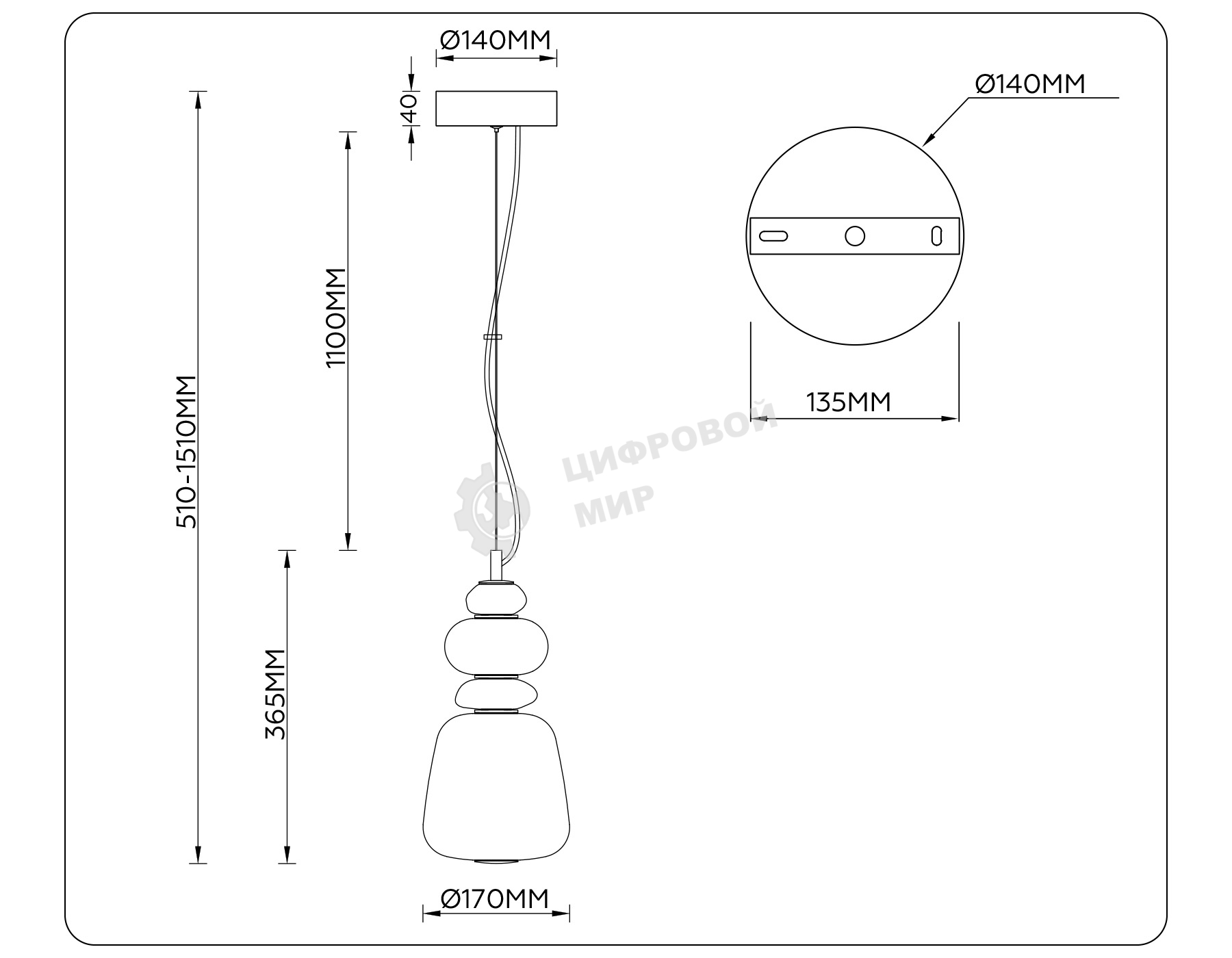 Светильник Ambrella light LH53162 SB/WH бронза/белый 12W 3000K D170*1510