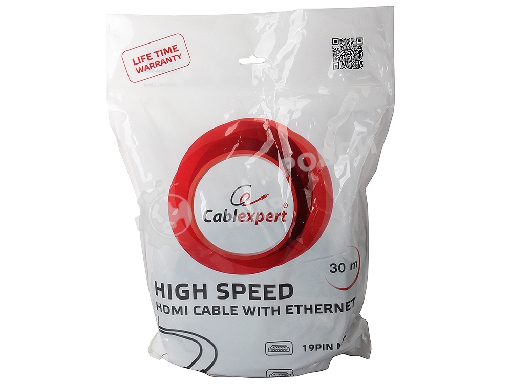Кабель Cablexpert HDMI CC-HDMI4-30M, 19M/19M, v1.4, медь, позол.разъемы, экран, усилитель сигнала, 30м, черный, пакет