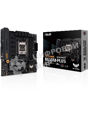 Материнская плата ASUS TUF GAMING B650M-PLUS, AM5, AMD B650, 4xDDR5, 4xSATA, 2xM.2, 1xPCIe 4.0 x16, 1xPCIe 4.0 x4, 1xDP, 1xHDMI, 1x 2.5Gb LAN, 4xUSB-A 3.2 Gen 2, 1xUSB-A 3.2 Gen 1, 1xUSB-C 3.2 Gen 2x2, 5x3.5 мм, 7.1, mATX