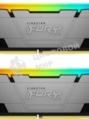 Оперативная память Kingston Fury Renegade, DDR4, 64Gb (2x32GB), 3200MHz, CL16, DIMM, радиатор, RGB, серебристый/черный