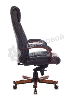 Кресло Бюрократ T-9924WALNUT черный, кожа, подголовник